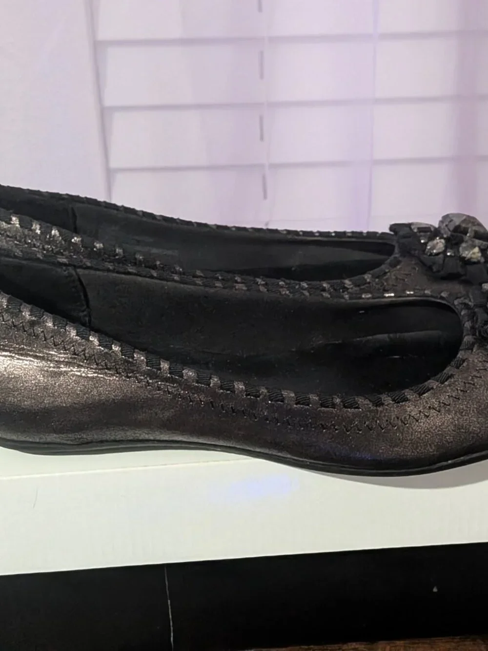 Etienne aigner metallic floral flats